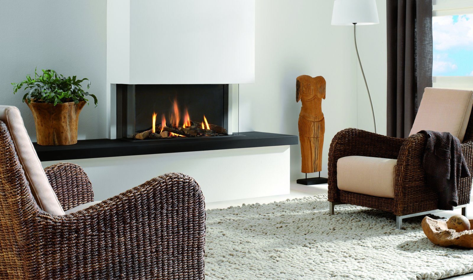 Element4 Trisore 100 3 Sided Bay Linear Gas Fireplace