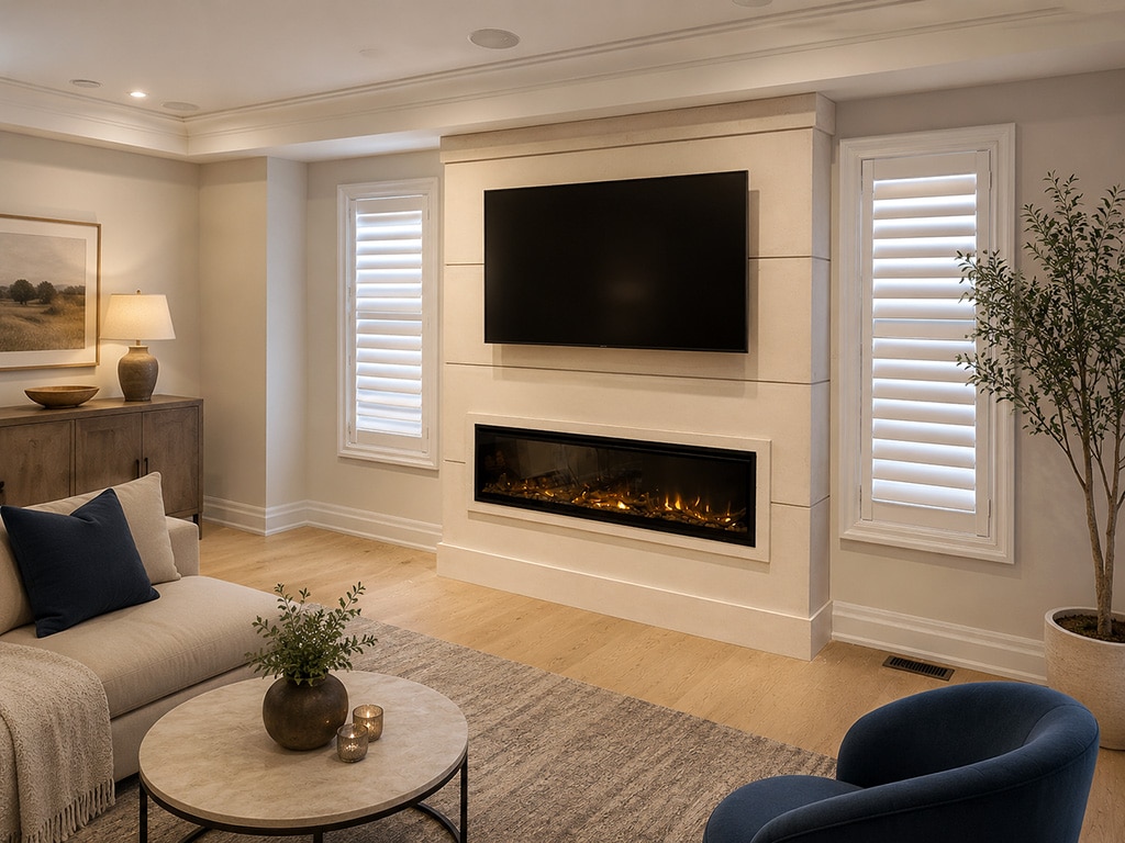 Custom cast stone mantel by Omega Mantels